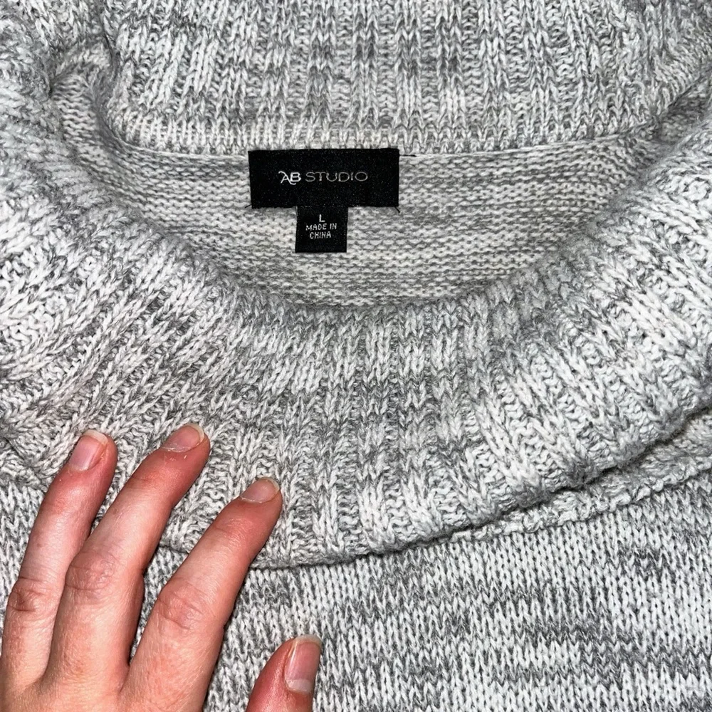 AB Studio Light Gray Cowl Neck Sweater Dress Sz L